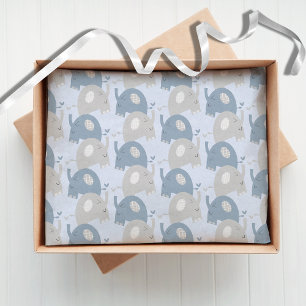 Papier Mousseline Elephants Baby shower Dusty Blue Crafts