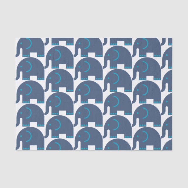 Papier Mousseline Eléphants bleus (Recto)