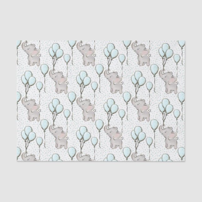 Papier Mousseline Éléphants Garçons Bébés (Recto)