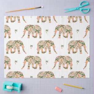 Papier Mousseline Éléphants ornés de paisley floral indien