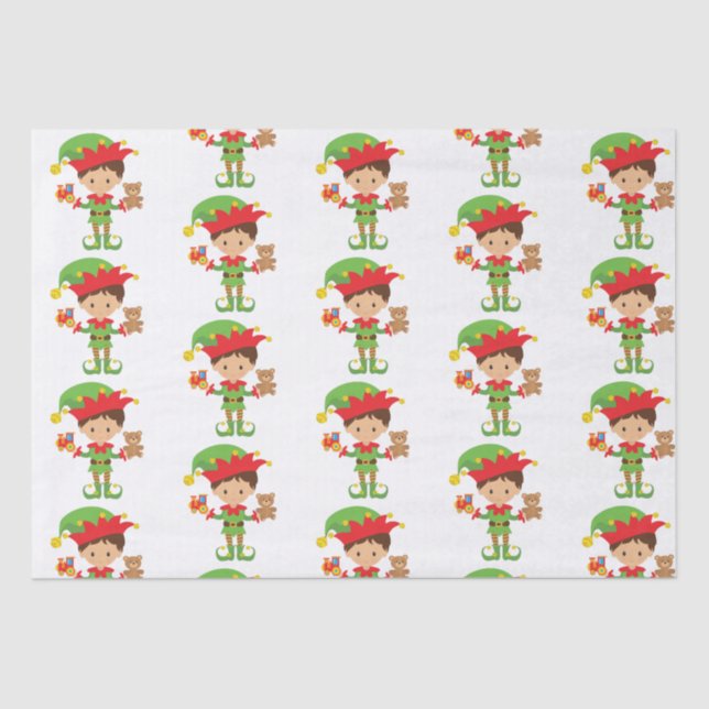 Papier Mousseline Elfe avec cadeaux et Arrière - plan blanc (Recto)