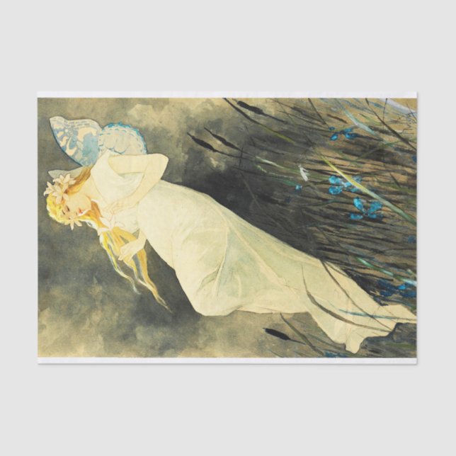 Papier Mousseline Elfe avec Iris Flowers par Alphonse Mucha (Recto)