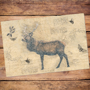Papier Mousseline Elk Découpage Vintage Ephémère Papier Tissu