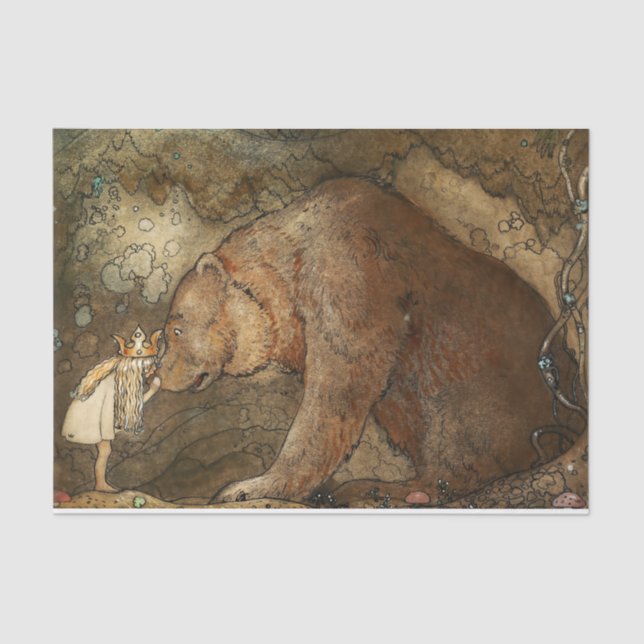 Papier Mousseline « Elle embrassa l'ours » de John Bauer (Recto)