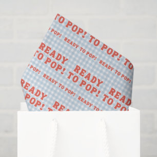 Papier Mousseline Elle est prête à éclater Baby Shower Bleu Gingham