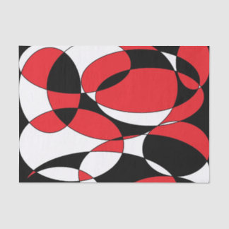 Papier Mousseline Elliptiques noires, blanches et rouges