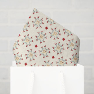 Papier Mousseline Emballage Cadeau de Noël à motif floral étoilé vin