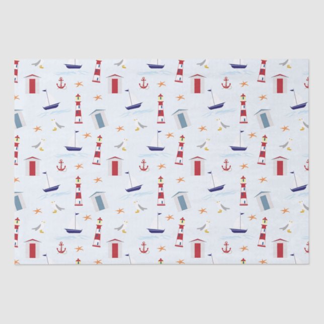 Papier Mousseline emballage cadeau marin (Recto)