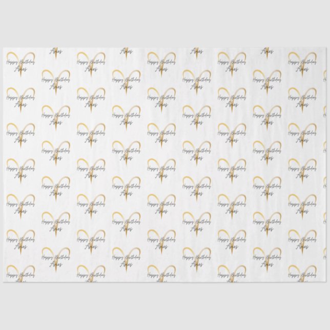 Papier Mousseline Emballage d'anniversaire de Aries (Recto)