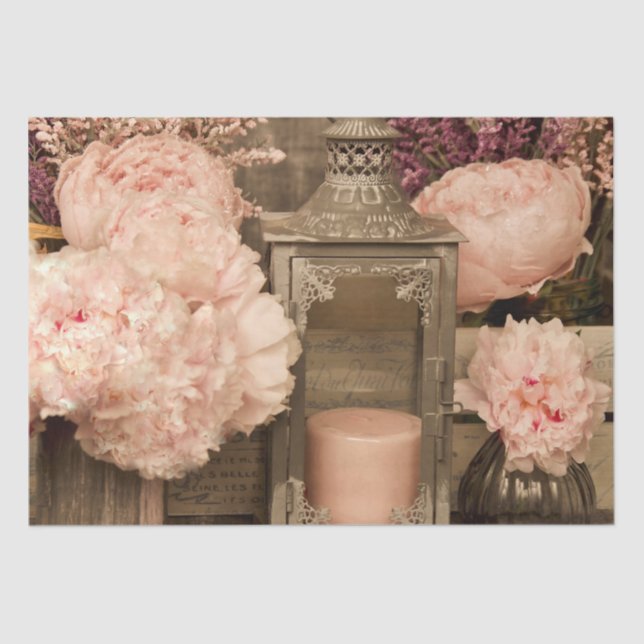 Papier Mousseline Emballage de tissus Qté 2 Peonines, Lanternes et C (Recto)