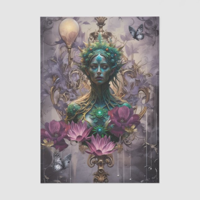 Papier Mousseline Emerald Dreams Fantasy Forest Queen Decoupage (Recto)