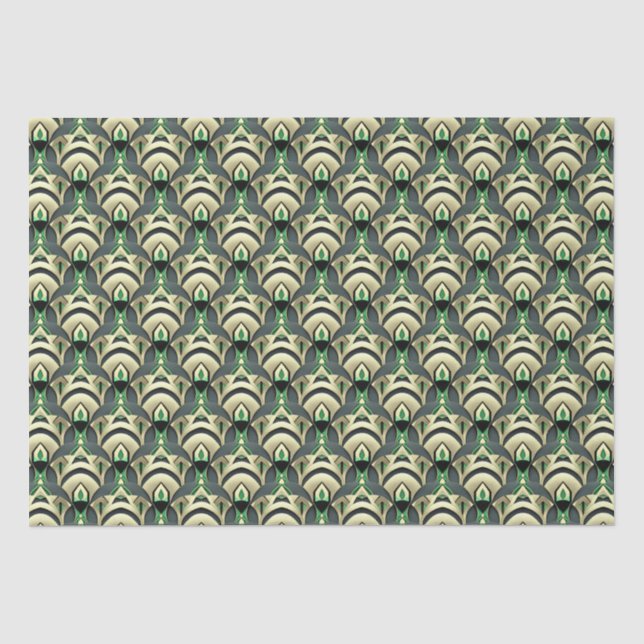 Papier Mousseline Emerald & Gold Art Déco (Recto)