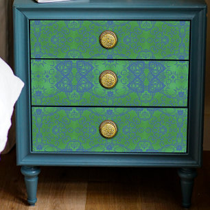 Papier Mousseline Emerald Green & Blue Stylish Motif bohème