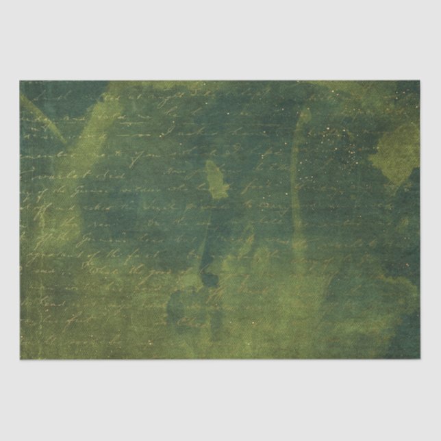 Papier Mousseline Emerald Green et Gold Script (Recto)