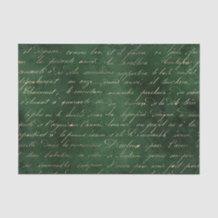 Papier Mousseline Emerald Green Grunge Calligraphie Vintage