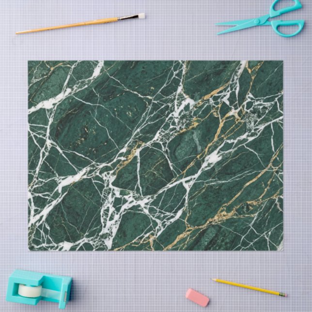 Papier Mousseline Emerald Green Marble Elegant Gold Gift Packaging (Artisanat)