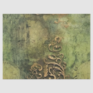 Papier Mousseline Émeraude Green Rustic Steampunk Horloge (11)