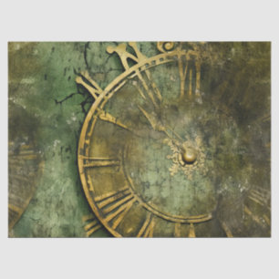 Papier Mousseline Émeraude Green Rustic Steampunk Horloge (12)
