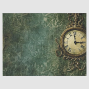 Papier Mousseline Émeraude Green Rustic Steampunk Horloge (3)