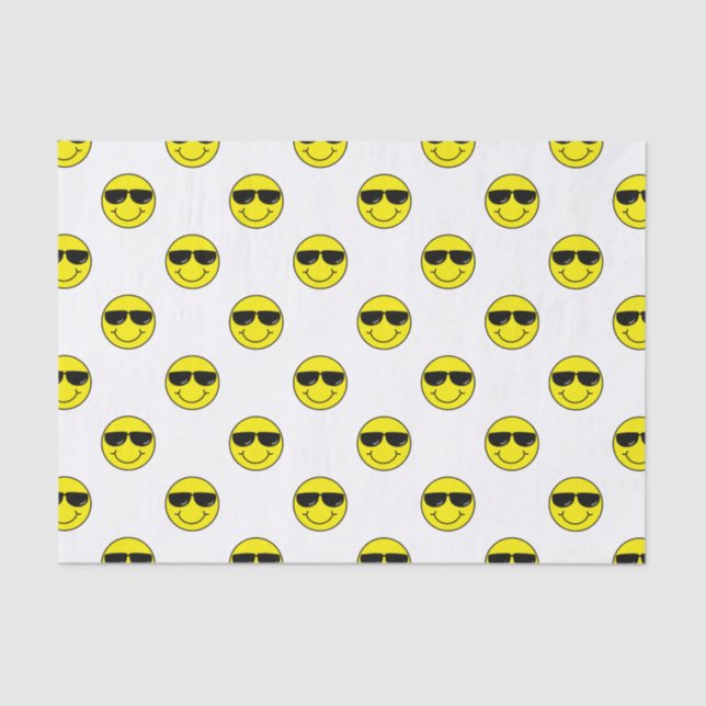 Papier Mousseline Emoji frais font face avec des lunettes de soleil (Recto)