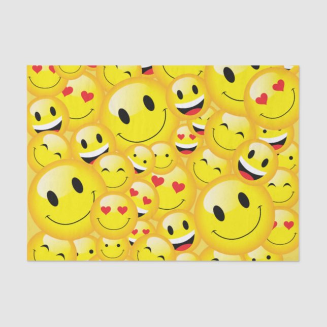 Papier Mousseline Émoticon mignon Happy Emoji Kids Party Papier (Recto)