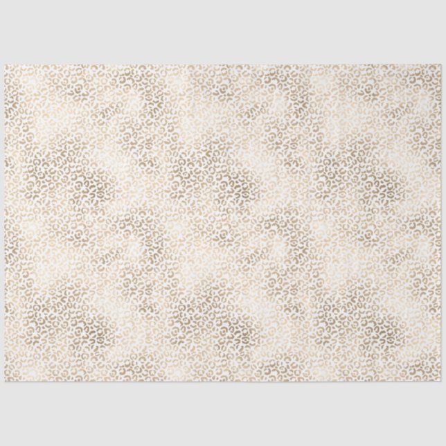 Papier Mousseline Empreinte de léopard blanc bronze or (Recto)