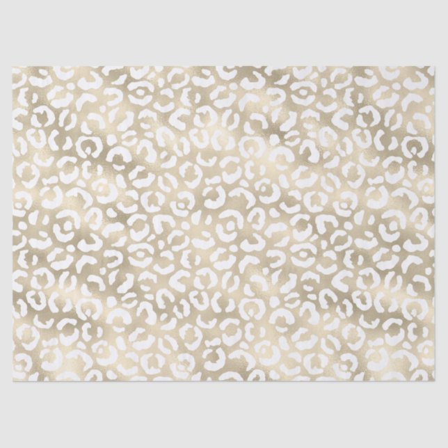 Papier Mousseline Empreinte de léopard blanc Glam Gold (Recto)