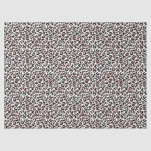 Papier Mousseline Empreinte de léopard blanc noir rose             (Recto)
