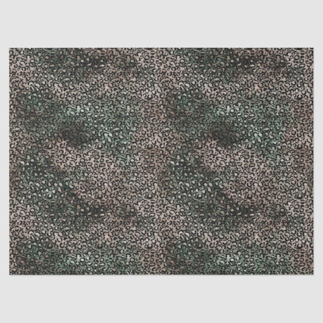 Papier Mousseline Empreinte de léopard Brown vert turquoise (Recto)