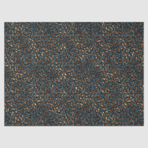 Papier Mousseline Empreinte de léopard de bronze bleu