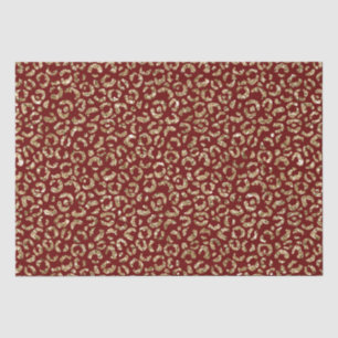 Papier Mousseline Empreinte de léopard d'or Parties scintillant Red