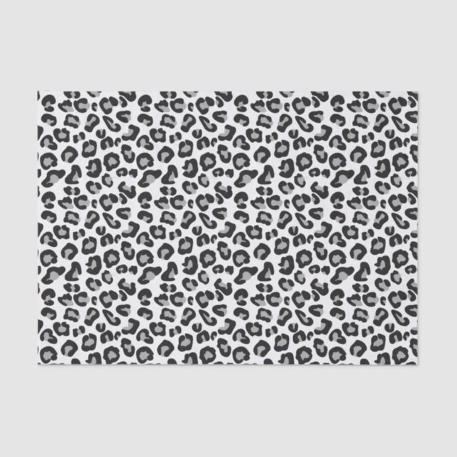 Papier Mousseline Empreinte de léopard en noir et blanc avec gris /  (Recto)