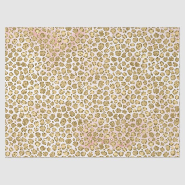 Papier Mousseline Empreinte de léopard Glitzy Glam Gold Blush Partie (Recto)