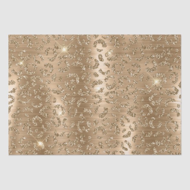 Papier Mousseline Empreinte de léopard Gold Glam Parties scintillant (Recto)