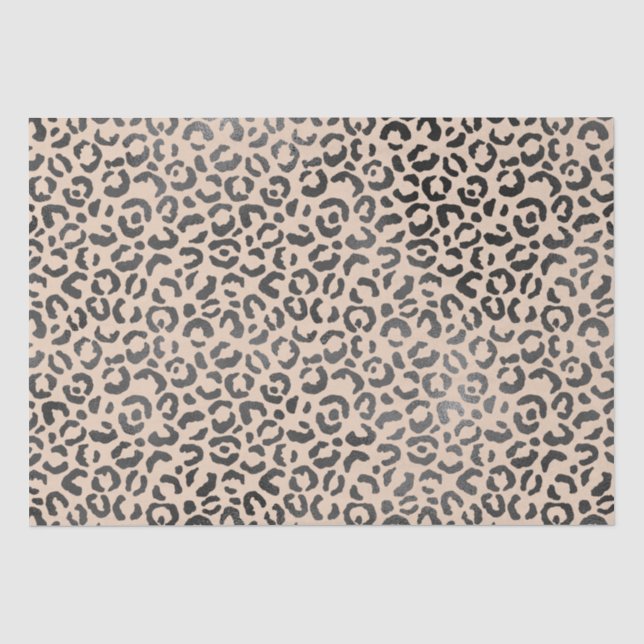 Papier Mousseline Empreinte de léopard noir et crème (Recto)