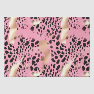 Papier Mousseline Empreinte de léopard noir glam or rose