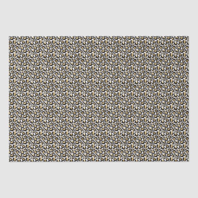 Papier Mousseline Empreinte de léopard noir or (Recto)