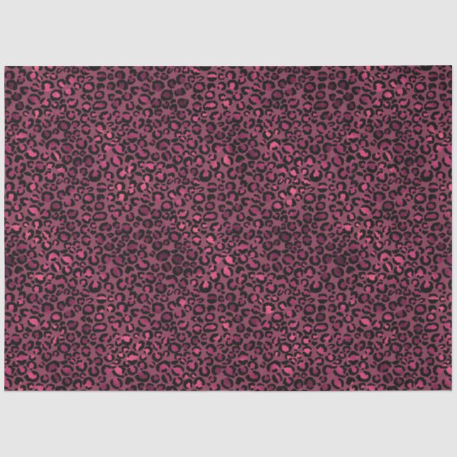 Papier Mousseline Empreinte de léopard noir rose glam (Recto)