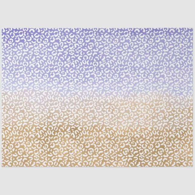 Papier Mousseline Empreinte de léopard Ombre or blanc violet (Recto)