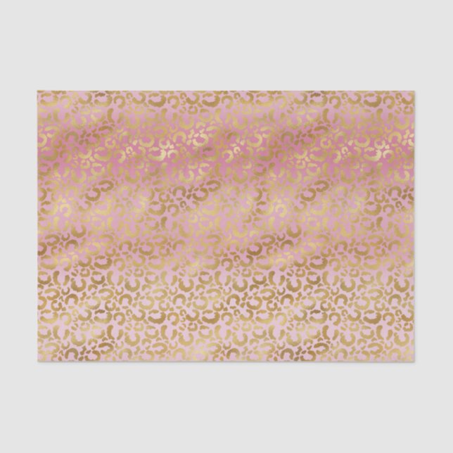 Papier Mousseline Empreinte de léopard or rose Ombre    (Recto)