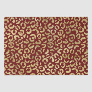 Papier Mousseline Empreinte de léopard Red Gold Glam