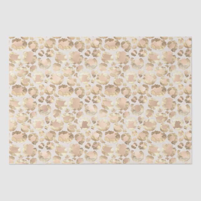 Papier Mousseline Empreinte de léopard rose blanc or chic (Recto)