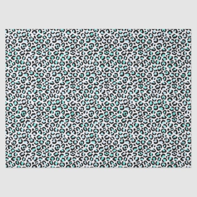 Papier Mousseline Empreinte de léopard vert sur la page Découpage bl (Recto)