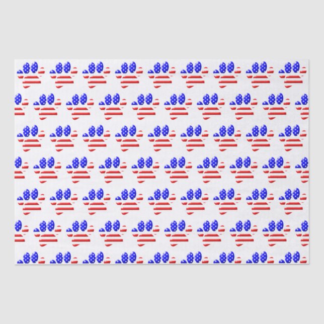 Papier Mousseline Empreinte de patte de chien Drapeau américain (Recto)