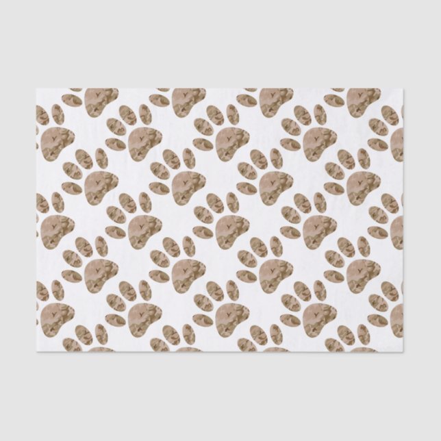 Papier Mousseline Empreinte de patte en détresse de Camo Dog du dése (Recto)
