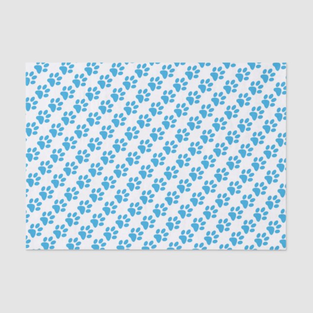 Papier Mousseline Empreintes de pattes bleus (Recto)