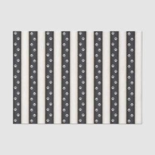 Papier Mousseline Empreintes de pattes de chats noir & blanc d'antiq