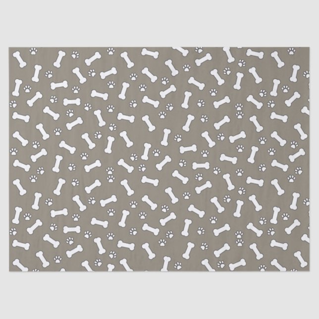 Papier Mousseline Empreintes de pattes de chiots mignons et os Nouve (Recto)