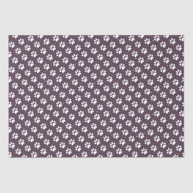 Papier Mousseline Empreintes de pattes mignons Neige violet Annivers (Recto)