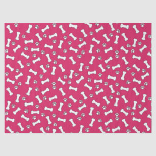 Papier Mousseline Empreintes de pattes roses chiots et os Nouveau ch